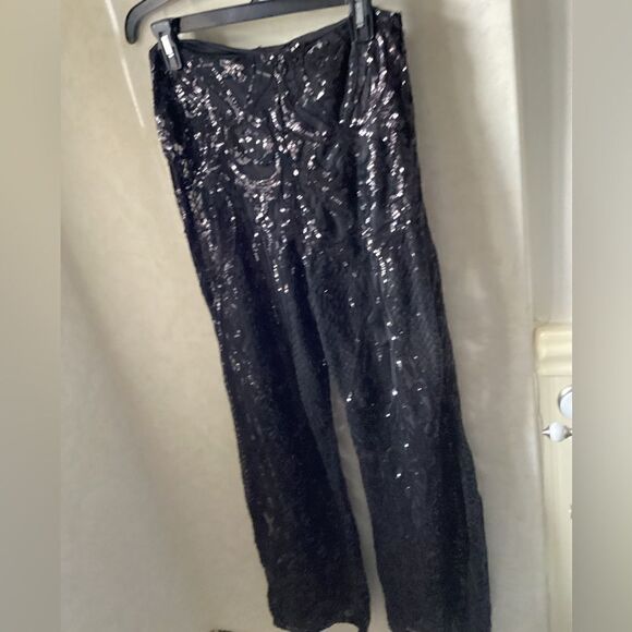 Club L London Sz 6 Black pants sheer, sequins, party, night - Picture 7 of 12